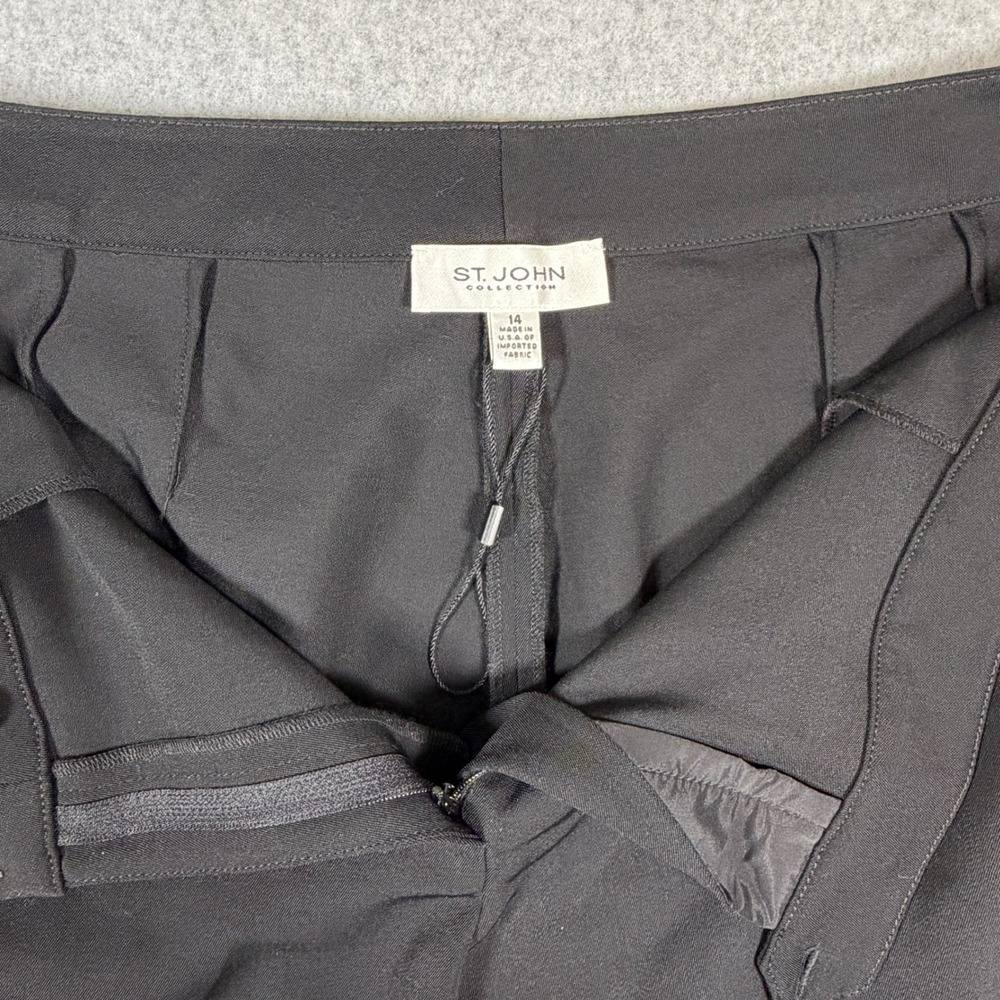 St. John Collection Trousers Women 14 Black Wool Blend Stretch Pants Classic Lux - Picture 3 of 11